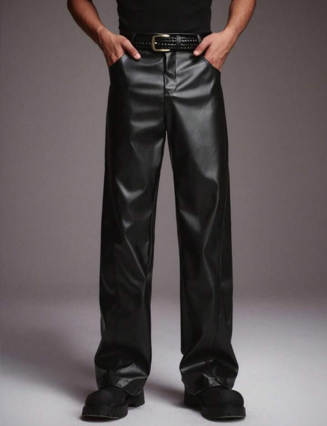 Men's Straight-Leg Trousers – High-Waist Relaxed Fit Fashion Pants